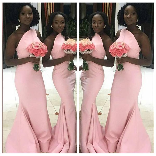 

2021 одно плечо стройные русалки невесты платья vestidos de bridemaids party pradys hand of honom гостевое платье формальная честь горничной, White;pink