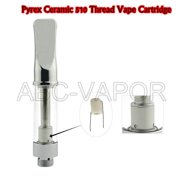 .5 мл 1.0 мл Pyrex Ceramic 510 Резьба Vape Cartridge Dank Oil Tank Распылитель CO2 с металлическими плоскими наконечниками