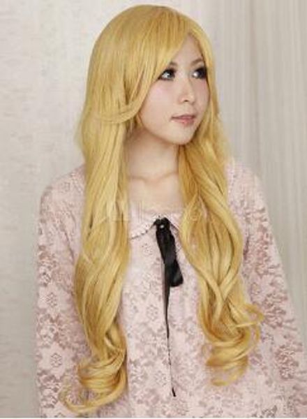 Бесплатная доставка +++++ Bleach Matsumoto Rangiku Модный сексуальный длинный блондинка вьющийся косплей парик