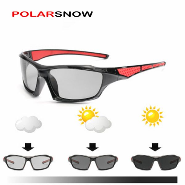 

polorsnow polarized pchromic sunglasses men driving chameleon glasses male day night driver goggles ps-chqb1019, White;black