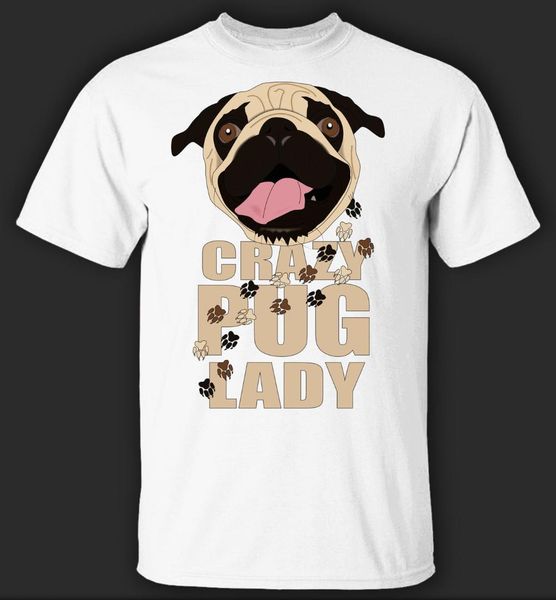 

crazy pug lady t-shirt - direct from stockist style round style tshirt brand shirts jeans t-shirt, White;black