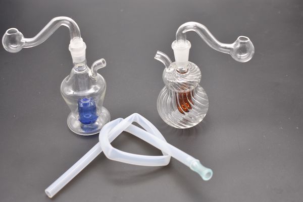 Günstige Mini-Glas-Öl-Dab-Rigs, Glas-Wasserpfeife, Downstem-Duschkopf, Perc-Kürbis-Recycler, tragbare Bubbler-Rauchbong