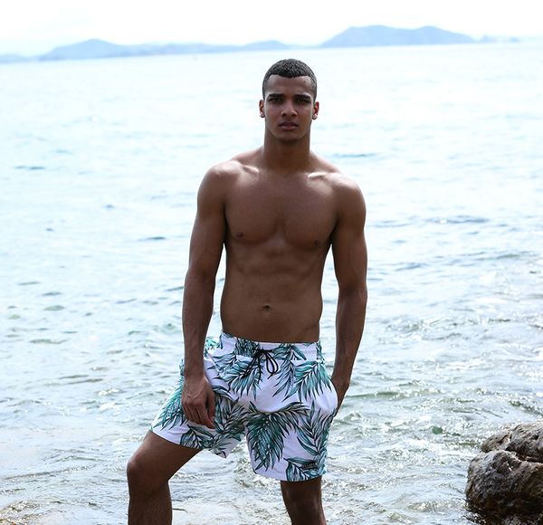 

mens hawaii flora print quick-dry beach shorts spandex relaxed loose swimming shorts for male ing, White;black