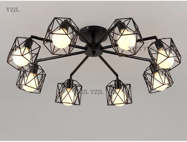 

Wrought Iron Ceiling chandelier Lamp E27 Bulb Living Room Vintage ceiling Chandeliers Multiple Rod Lamparas for Home Lighting Fixtures