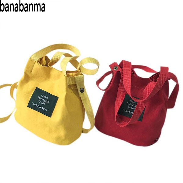 

banabanma canvas handbag single-shoulder bag concise fashionable schoolbag portable light messenger bags for women 2018 zk30