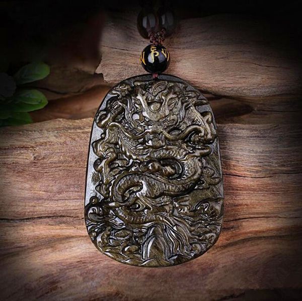 

natural obsidian dragon brand pendant baqi jin yao stone zhaocai transshipment protective pendant necklace for women and men, Black