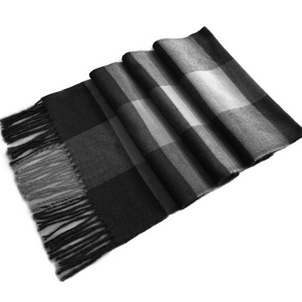 

new chic black & gray checked pattern fringe decorated men's scarf