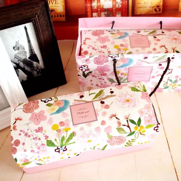 

5set big size spring flower roll cake paper box birthday christmas handmade gift packaging