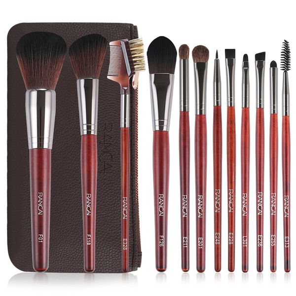 

12pcs wood handle makeup brush set cosmetic powder eyeshadow eyebrow comb foundation lip blush blending beauty make up brush maquiagem