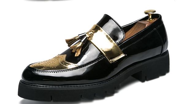 

send 2018 new style low-heel thick bottom men's leather shoes, Black