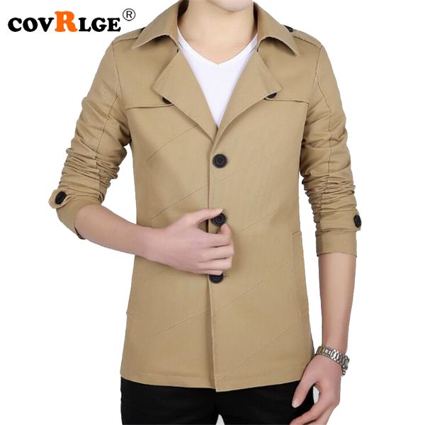 

covrlge 2018 осень зима моды мужчины trench куртка strip slim fit мужской ветровок твердая вскользь mens пальто верхняя одежда mwf010, Tan;black