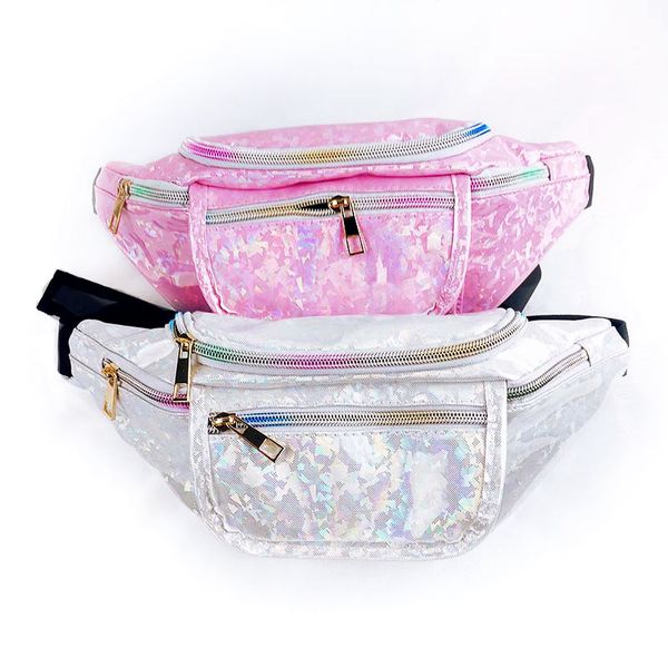 

silver pink color belt bag women waist bags 2018 pu leather waist bag fanny packs bum fs11