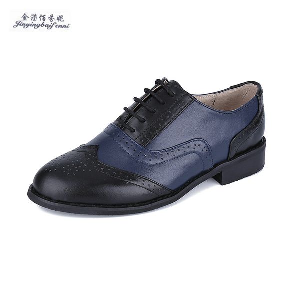 

size 32-47 new 2017 vintage black blue round toe leather oxfords shoe womens ladies lace up flat platform brogue creepers shoes
