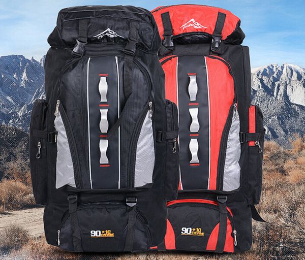 

large knapsack 100l outdoors sports bags waterproof nylon backpack women men hiking camping climbing fishing rucksack bag