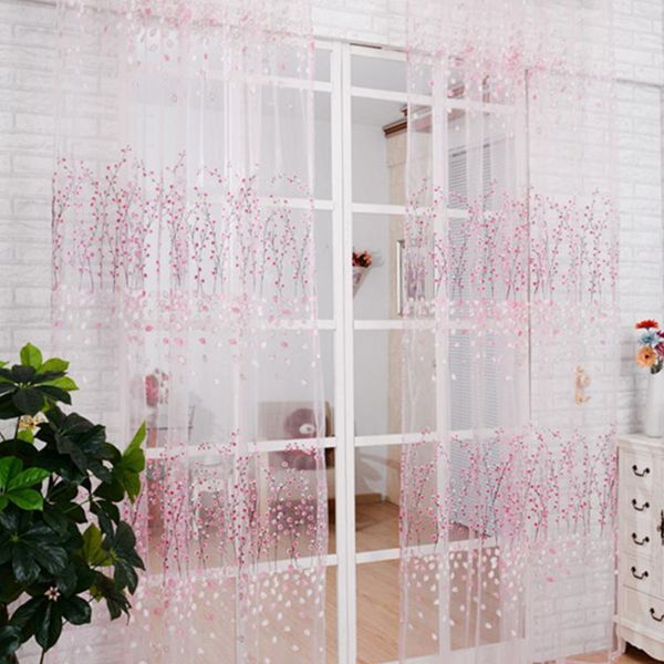 

new room floral tulle sheer door window screening curtain drapes scarf valance