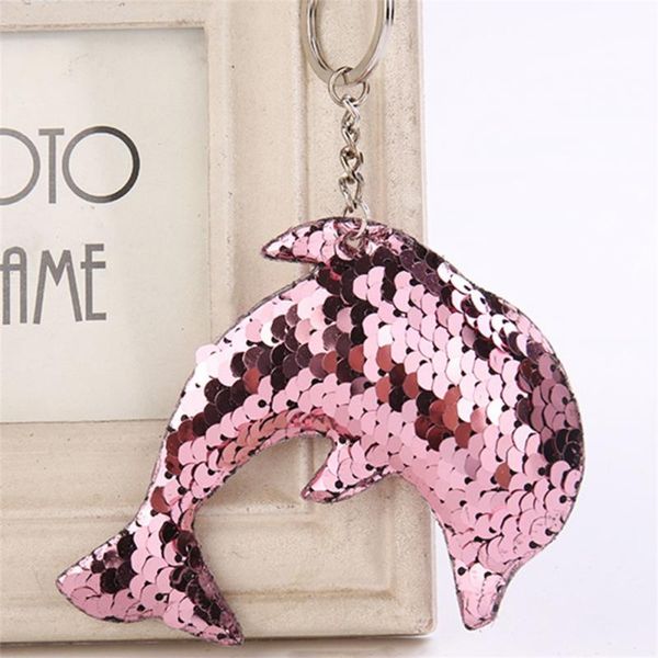 

fashionable dolphin shape reflective glossy key chain key ring gift jewelry, Silver