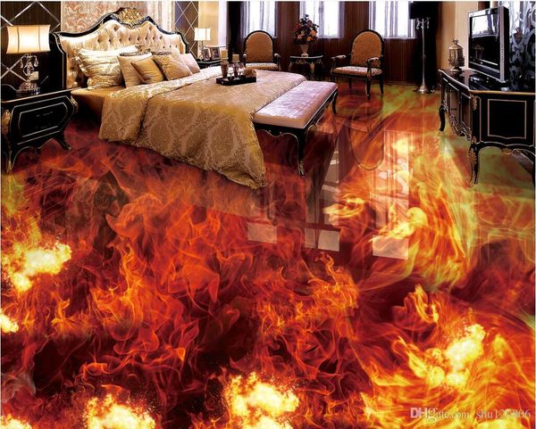 

3d pvc flooring custom p waterproof floor living room red fire burning washable wallpaper 3d wall murals wallpaper for walls 3 d