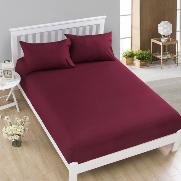 

solid color smooth fitted sheet bedspread coverlet anti mites bed covers with elastic band sanding mattress protection pad cover