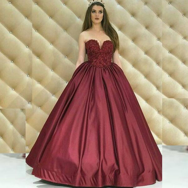 

2019 new arrival burgundy prom dresses sweetheart sleeveless lace appliques a line long formal evening party gowns custom made, Black