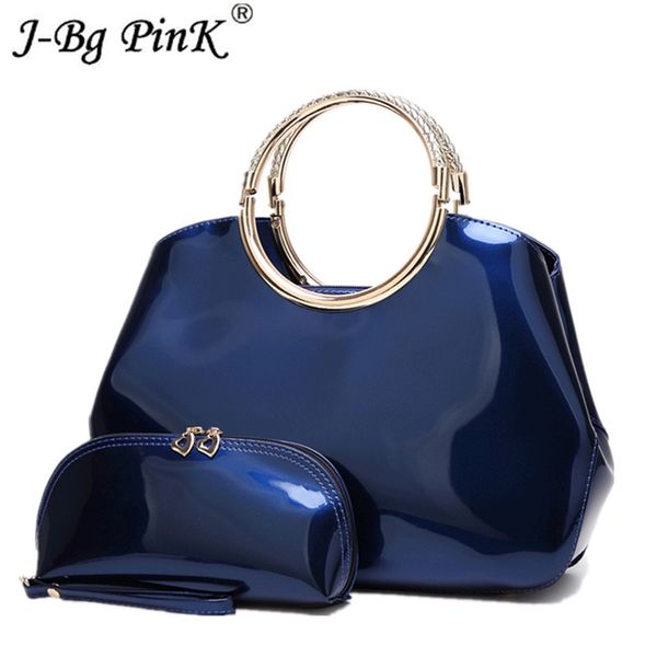 

2pcs new luxury designer patent leather women tote bag fashion handbag ladies lacquered handbag bags bolsa feminina