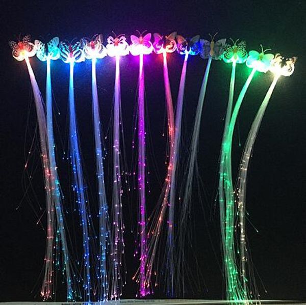 

butterfly flash hair led braid women colorful luminous hair clips fiber hairpin light up party halloween night xmas decor button battery
