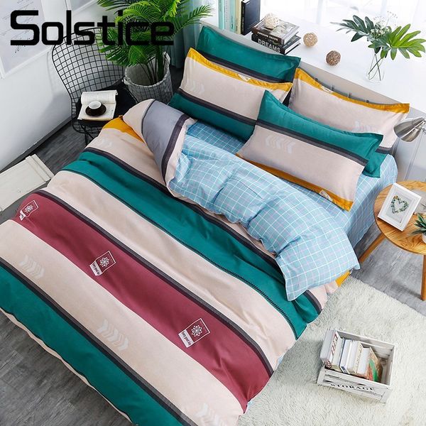 

solstice home textile nordic simple stripe bed linen king twin duvet quilt cover pillowcase sheet boy&girl kid bedding set