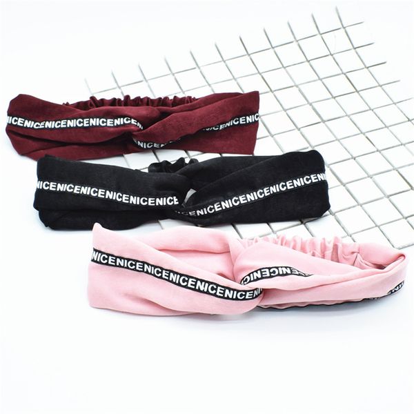 

boho lolita charm headband cute girl headpiece twist knot hair band headwear makeup yoga gym forehead hairband headwrap wholesale, Black;brown