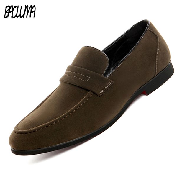 

baoluma new men loafers leather pointed toe oxfords business brand dress shoes formal oxford shoes for men flats wedding, Black