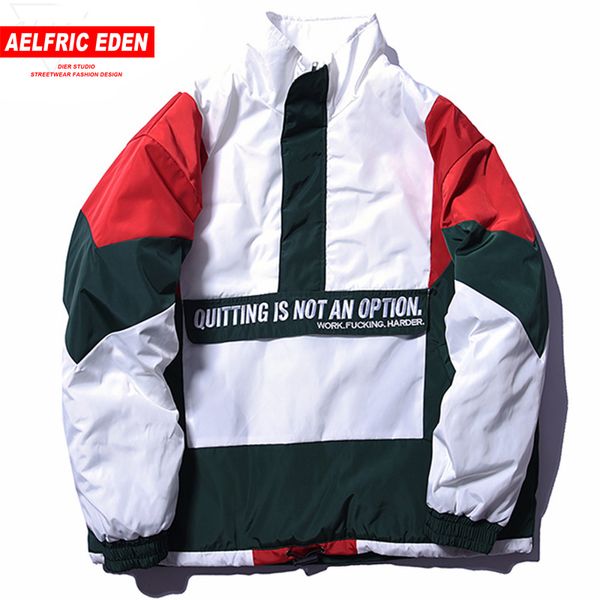 

aelfric eden vintage color block patchwork pullover jackets mens hip hop embroidery windbreaker jacket winter streetwear fc01, Black;brown