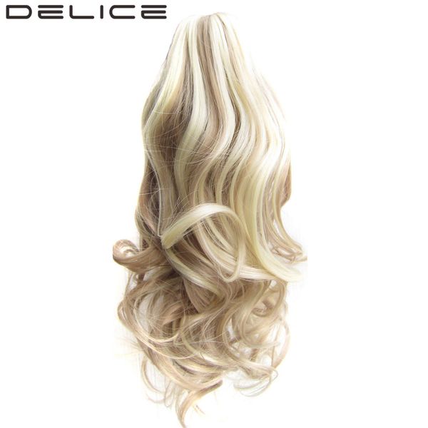 

delice] 16 inches women's curly claw short ponytail high temperature fiber synthetic hair ponytails piano color 90g/piece, Black