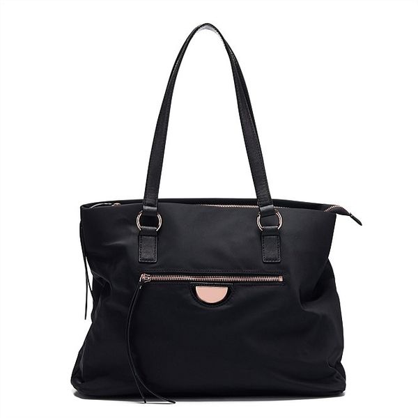 

Mimco fa hion women echo worker tote bag black ro e gold tone logo nylon tote bag