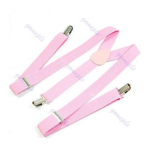 

new fashion plain color adjustable clip-on y-back suspenders, Black;white