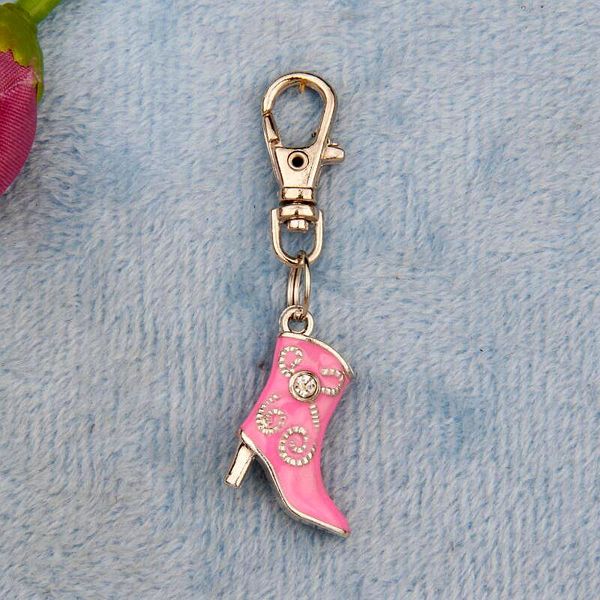 

новый горячий продавать 20 шт. drop glaze розовые сапоги очарование вращения кнопки лобстера брелок fit брелки мода женщинымужчины ювелирные, Slivery;golden