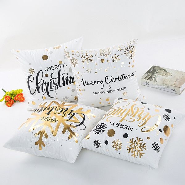 

beddingoutlet bronzing christmas cushion cover gold printed pillow cover decorative pillow case sofa seat car pillowcase soft