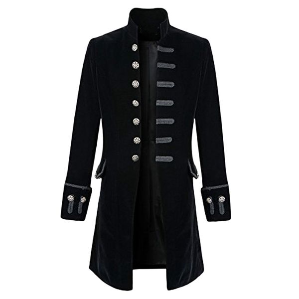 

осень зима плюс размер мода старинные мужская печати пальто фрак куртка готический сюртук пальто равномерное костюм praty пиджаки подарок, Black