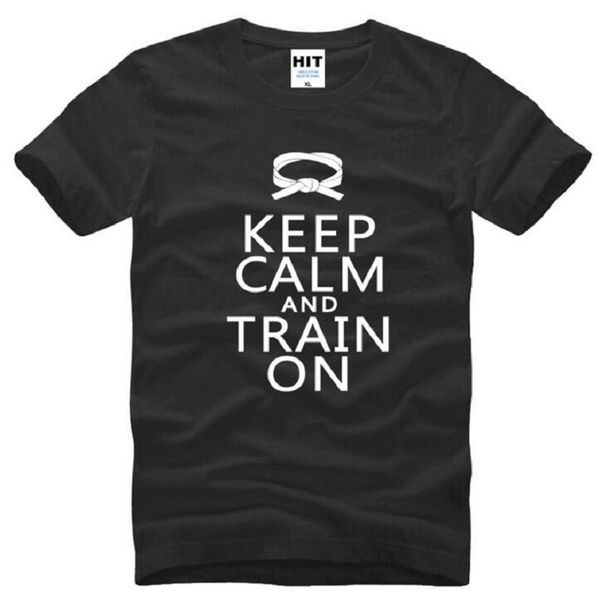 

judo jujitsu keep calm and train on printed t shirts men casual short sleeve o neck cotton men's t-shirt new summer male tee, White;black