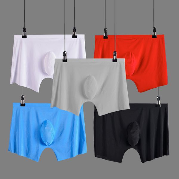 

ice silk seamless mens underwear thin u convex breathable man boxer shorts transparent cuecas middle wais calzoncillos, Black;white