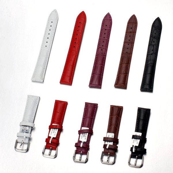 

leather watchband for brand watches with buckle men's watches strap for repair watch multicolor leather strap, Black;brown