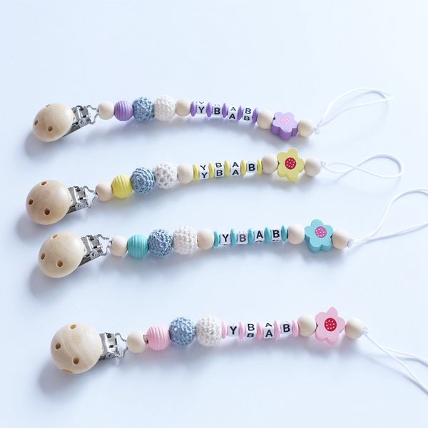 

pacifier clip chain baby infant flower soothie care accessories beads prevent drop down paci holder clips teether toy 180607