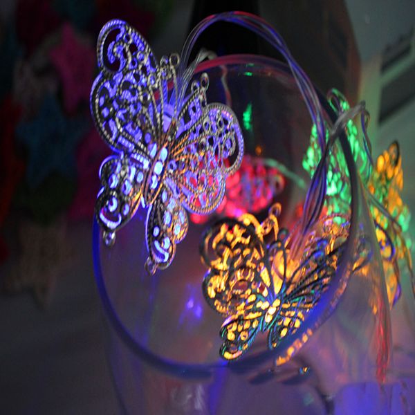 Colorful Iron Art 10 Led Light String Butterfly Modeling Holiday Lamp Battery Box Christmas Party Teenage Style Bedroom Romantic Led String Light