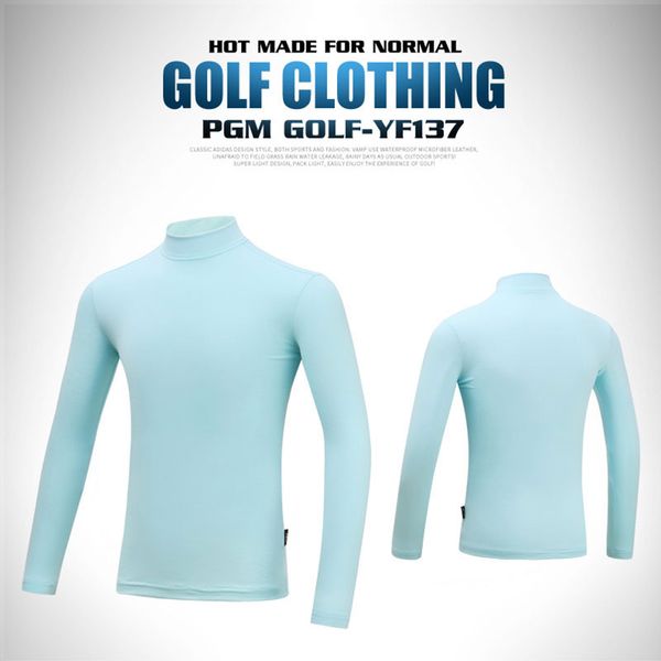 

2018 pgm golf clothing boys children golf t shirts summer sunscreen breathable undershirt long sleeved t shirt bottom aa51874, Black;blue