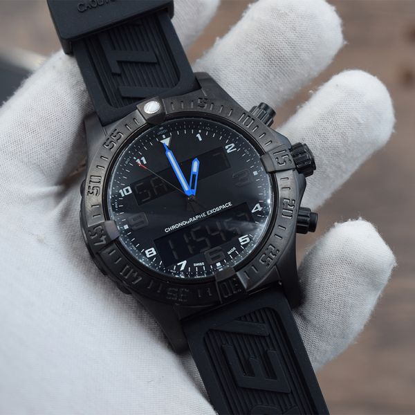 

2018 new luxury wri twatch port japan quartz multifunctional dual timezone black teel rubber belt man watch