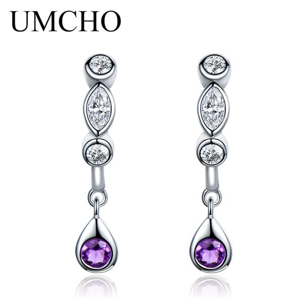 

umcho natural amethyst drop earrings for women water drop earrings silver 925 sterling silver jewelry korean 2018 new, Golden;silver
