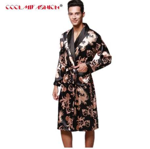 

luxury men robe couple bathrobe new brand faux silk robes long home clothing male sleep robe spring summer style peignoir homme, Black;brown