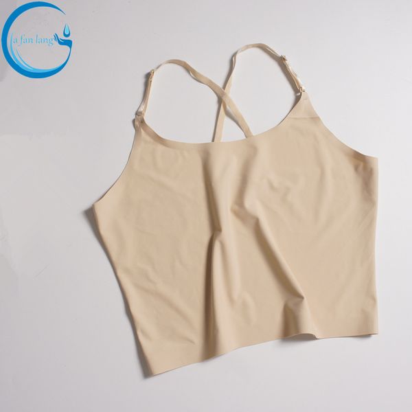 

ma'am concise ice silk small vest solid color underwear wrap chest nothing navel camisole vest round neck schoolgirl, Black;white