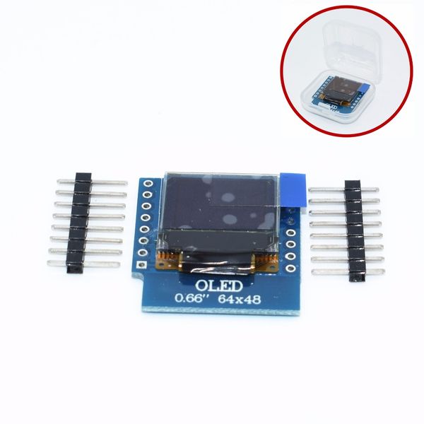 

oled shield for wemos d1 mini iic i2c iot 0.66" inch 64x48 for arduino compatible module 3.3v wemos d1 mini