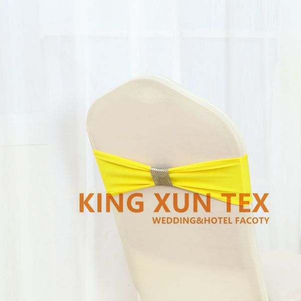 

nice looking lycra band spandex chair sash with diamond buckle fit for banquet wedding chair cover