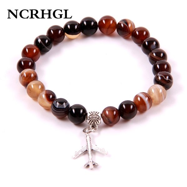

ncrhgl men classic stripe onyx plane charm beaded bracelets beads natural stone bracelet bangles natural jewelry for women men, Black