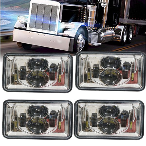 

(4 шт.) DOT утвержден 60W 4x6 дюймовые светодиодные фары прямоугольная замена H4651 H4652 H4656 H4666 H6545 для Peterbil Kenworth Freighterer Fo