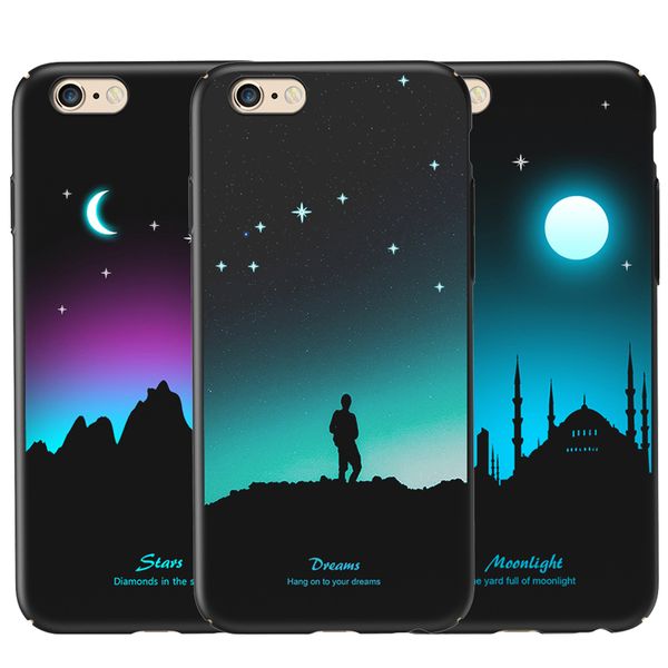 

luminous protective case for iphone 6 / 6s glow in the dark fluorescent color changing 3d relief painting slim hard back shell